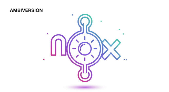 Nox Logo with Sun and Magnet, Gradient Colors, Abstract Technology Concept