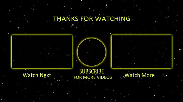 End screen youtube template with video and subscription boxes. Perfect for youtube or streaming content creators outro designs.