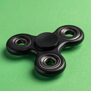 A black fidget spinner on a green background (2)