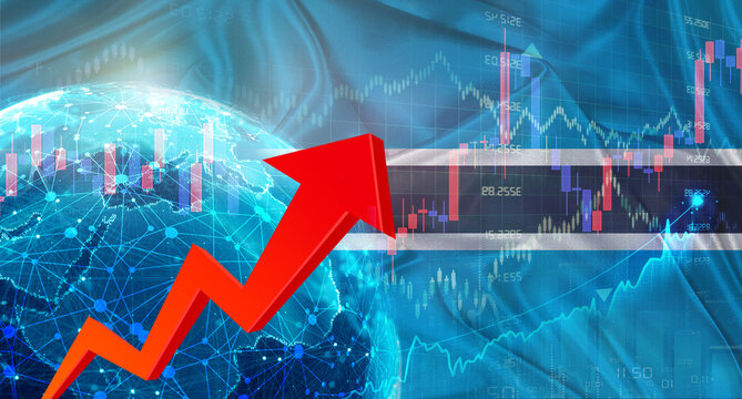 Global financial growth with Botswana flag. Financial growth with Botswana flag on economic background