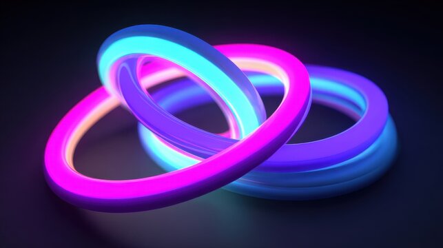 Intertwined Neon Wire Abstract Forms in Vibrant Purple and Blue Glow