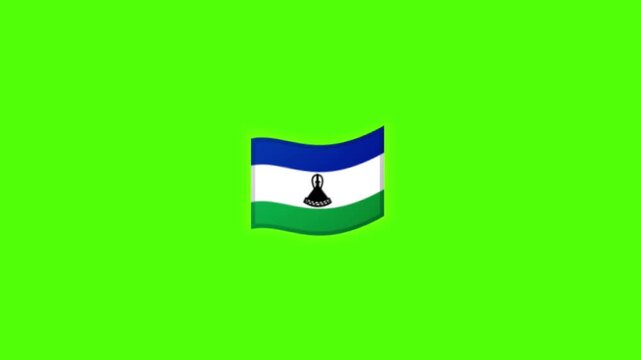 Lesotho Flag Waving on Green Screen, National Symbol of Lesotho, Country Flag Animation.