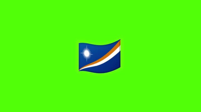 Marshall Islands Flag Waving on Green Screen - Seamless Loop for Chroma Key Compositing.