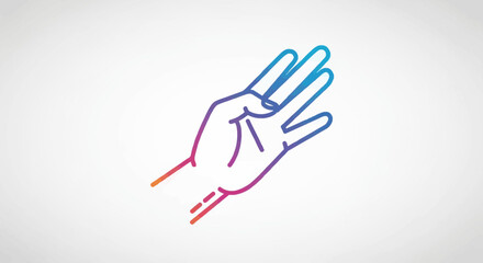 Obraz premium Hand showing number 4 with colorful gradient lines on white background