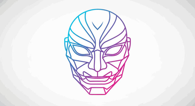 Futuristic Mask, Cyberpunk Face, Geometric Design, Neon Gradient, Sci-Fi Concept
