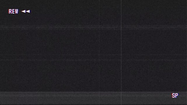 VHS rewind effect with static noise and retro grain. 4K Video