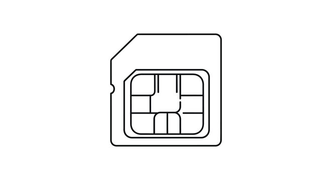 Sim card outline on a white background simple linear silhouette high quality professional detailed modern elegant stylish clean crisp