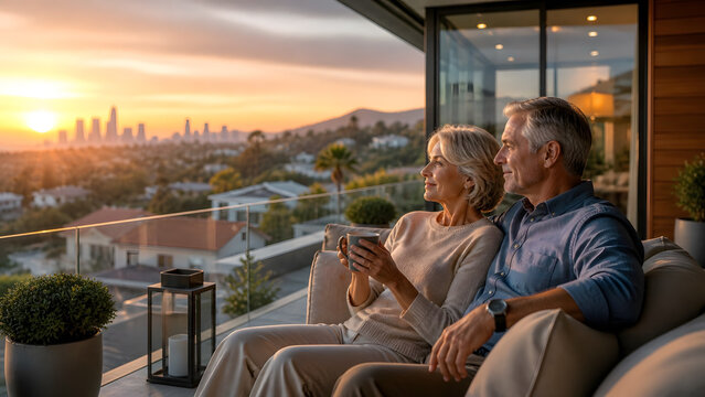 Happy senior couple relaxing after financial retirement plan