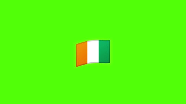 Waving Flag of Ivory Coast on Green Screen Background.