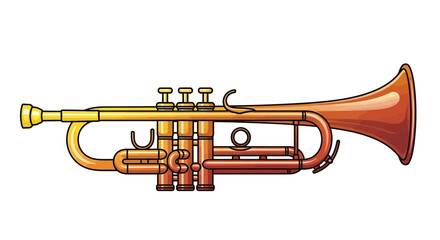 Obraz premium Golden Trumpet Musical Instrument Isolated on White Background