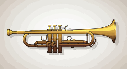 Obraz premium Golden Trumpet Musical Instrument with Valves and Bell, Isolated on White Background
