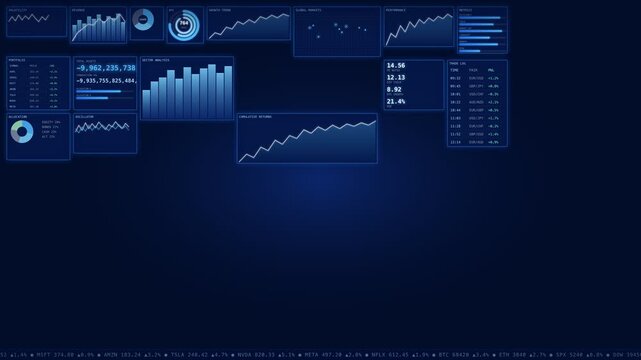 Modern Financial Data Visualization with Stock Market Charts and Trading Information