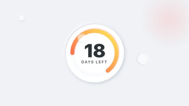 Countdown Timer Animation Showing Days Remaining with Progress Circle