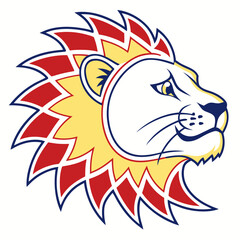 Stylized lion head profile with geometric mane. © cu