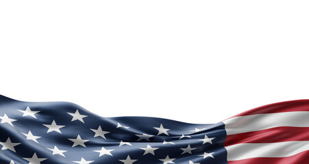Obraz premium American flag banner design isolated on transparent background with copy space for 4th of july Happy Independence day 3D render