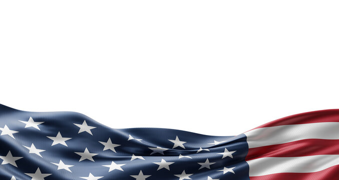 American flag banner design isolated on transparent background  with copy space for 4th of july Happy Independence day 3D render
