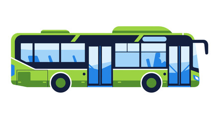 Illustration of a modern green city bus against a white background. © SAQUEEN
