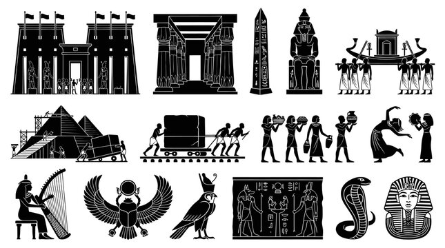 Egyptian Hieroglyphs and Symbols: Ancient Civilization Art Style