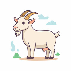 Fototapeta premium Cute cartoon goat illustration