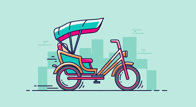 Colorful Auto Rickshaw or Tuk-Tuk Moving Fast in City Background, Transportation Concept