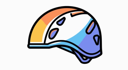 Fototapeta premium Colorful climbing helmet, safety gear for outdoor adventure, sports equipment, protective headwear