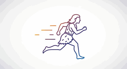 Fototapeta premium Cavewoman running fast, dynamic motion, primitive woman, speed, ancient lifestyle, abstract background