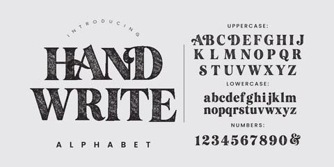 Hand Write Alphabet Vintage Textured Serif Font for Rustic Branding Handcrafted Labels and Sketch Lettering © happy