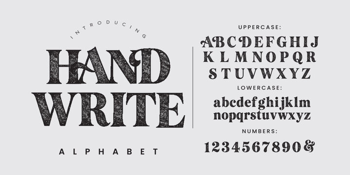 Hand Write Alphabet Vintage Textured Serif Font for Rustic Branding Handcrafted Labels and Sketch Lettering