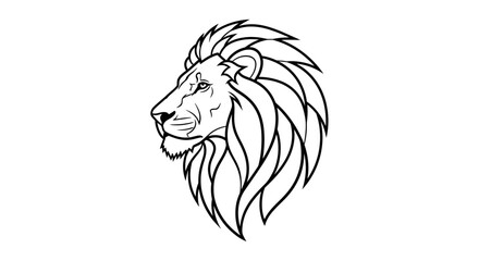 Lion head with long mane profile. © Janda