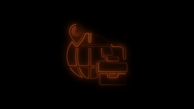 Futuristic neon robot arm assembling cubes in darkness, sci-fi technology concept