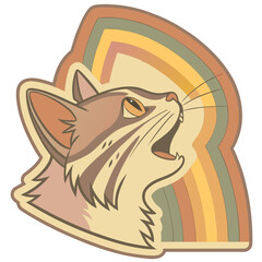Cat kitten face expression sticker vector illustration. © Sirajum
