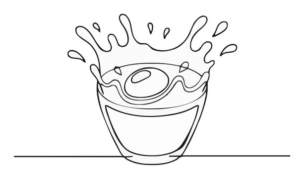 Avocado salad splashing liquid line art icon. Generative AI