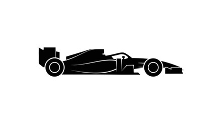 Black Silhouette of Formula 1 Racing Car Side View © yanto