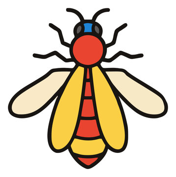 Firefly insect top-down flat vector clipart. Generative AI