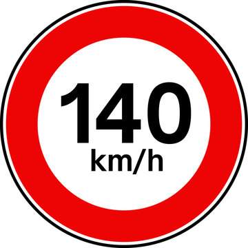 Circular Speed Limit 140 km h Traffic Sign Vector