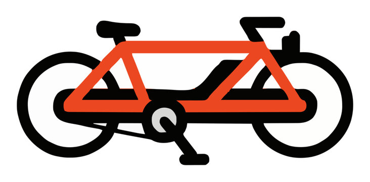 Flat 2D vector electric bicycle top-down view. Generative AI