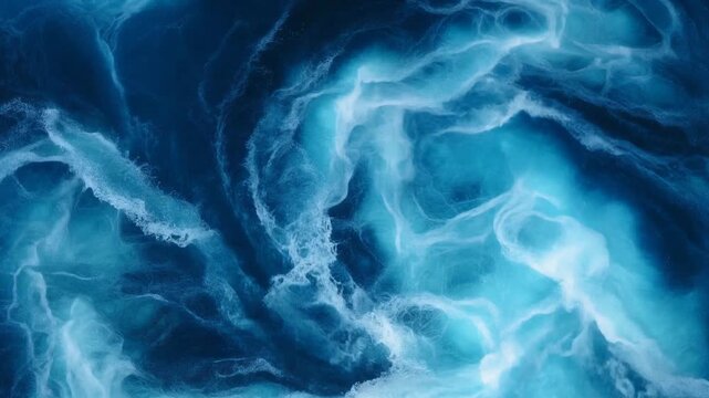 Abstract flowing blue water particles motion background.