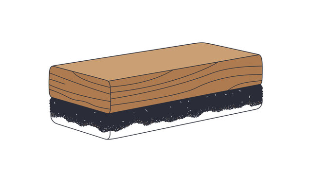 A chalkboard eraser with wood and felt