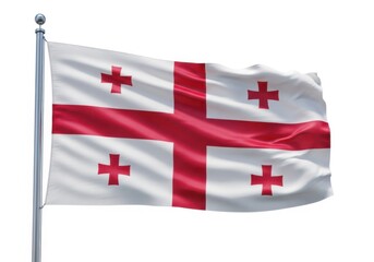 Obraz premium Flag of georgia waving on a flagpole against a clear sky background