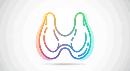 Fototapeta premium Abstract colorful thyroid gland icon, human endocrine system organ, medical illustration