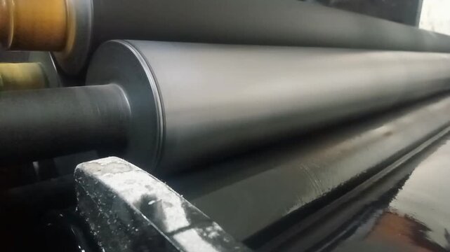 Offset Printing Machine Roller, Ink, Machine, Industrial, Close-Up