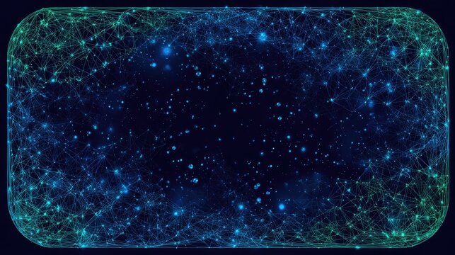 Dark cosmos with glowing network of points and lines