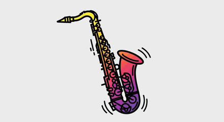 Naklejka premium Vibrant Saxophone Illustration - Jazz Music Instrument with Gradient Colors