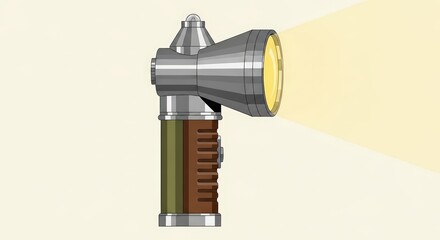 Fototapeta premium Pixel Art Illustration of a Retro Flashlight Emitting a Beam of Light