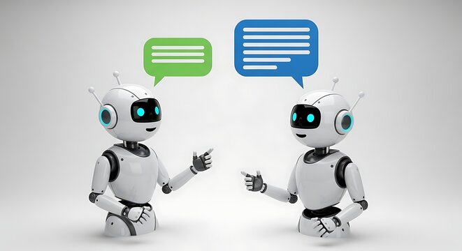 Two robots talking to each other.