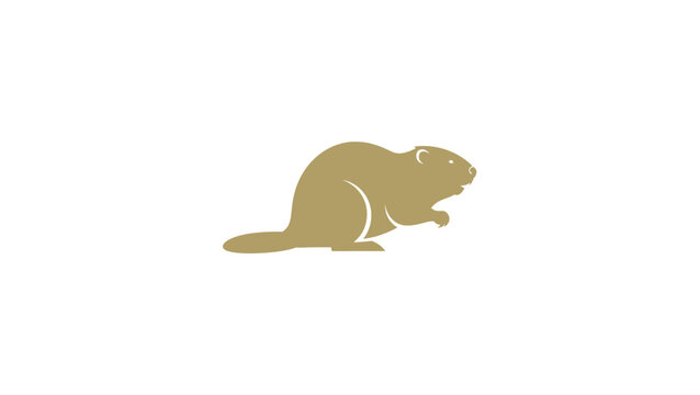 Minimalist Golden Beaver Silhouette Icon