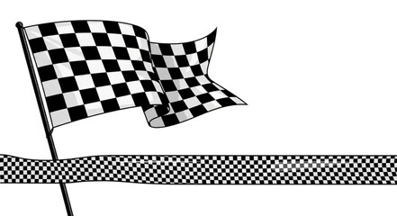 Checkered Flag Waving Victory Finish Line. © Firman