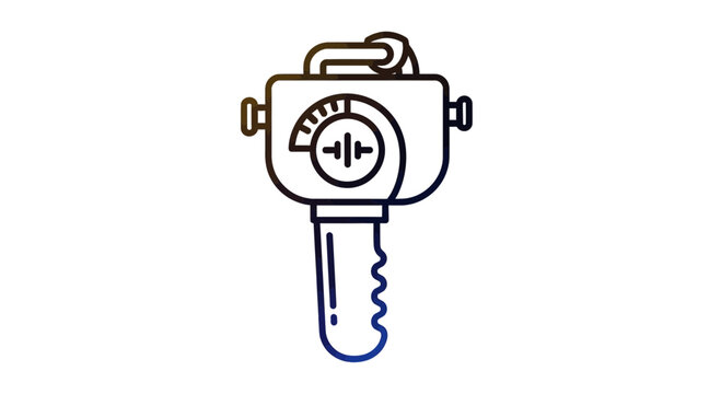 Vintage Geiger Counter Icon: Radiation Detector Device, Nuclear Measurement Tool