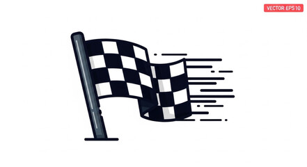 Checkered Flag Waving Fast Motion Speed. © Firman