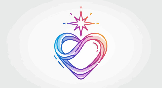 Vibrant Infinity Heart Symbol with Starburst, Love and Connection Concept